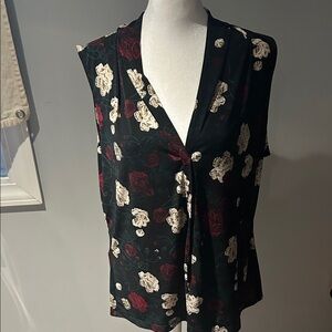 Calvin Klein Black Floral Sleeveless Blouse